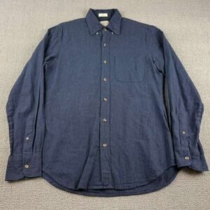 J Crew Button Up Shirt Men S Blue Slim Fit Brushed‎ Twill Long Sleeve Pocket